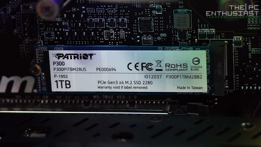 Patriot 1TB P300 M.2 Disk 2280 PCIE Gen3 x 4 2100Mbs 1650Mbs