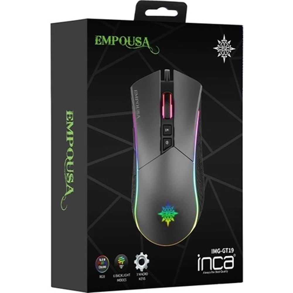 Inca IMG-GT19 RGB 7D Makro TUŞ Kablolu Pro Gaming Mouse USB