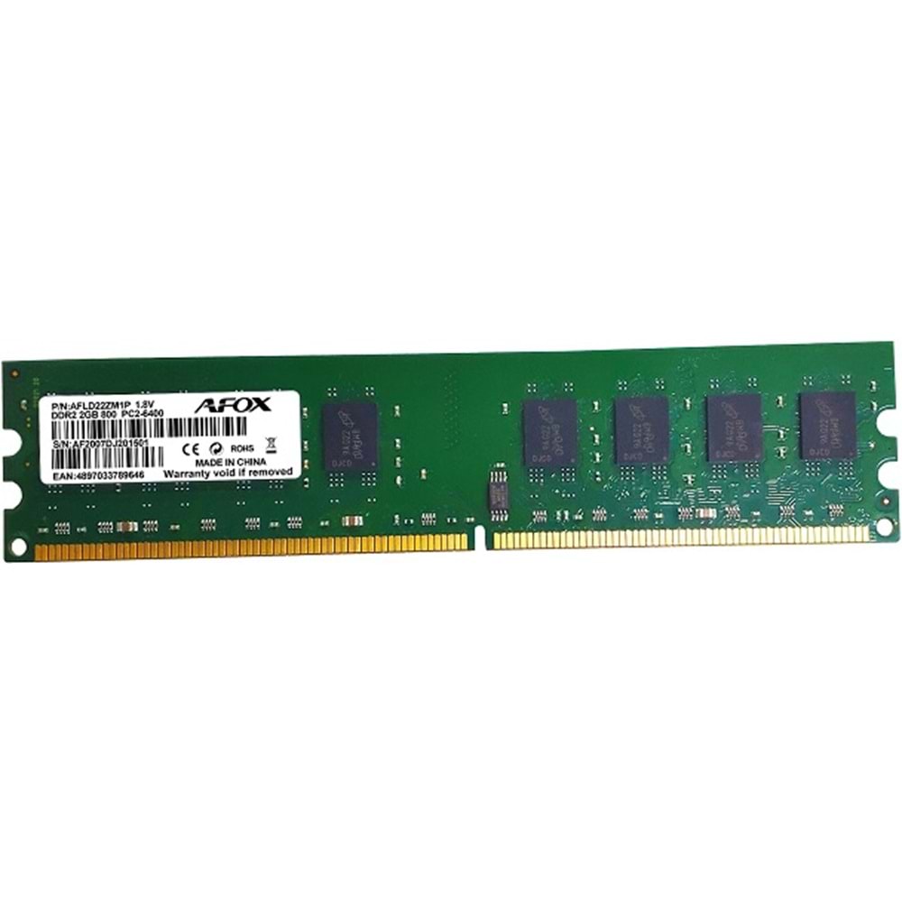 Afox Masaüstü RAM DDR2 2GB 800Mhz Micron Chipset AFLD22ZM1P
