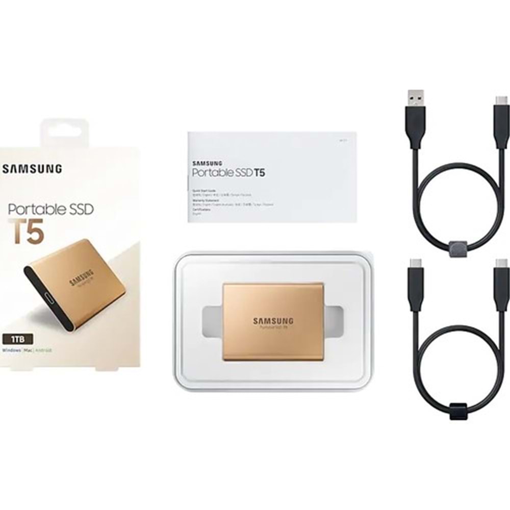 Samsung 1TB T5 USB 3.1 540-540MB/s Gold Flash SSD MU-PA1T0GWW