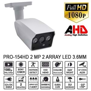 BALANDI PRO-154HD 2MP 1080P 3.6MM 2 ARRAY LED AHD Bullet Kamera