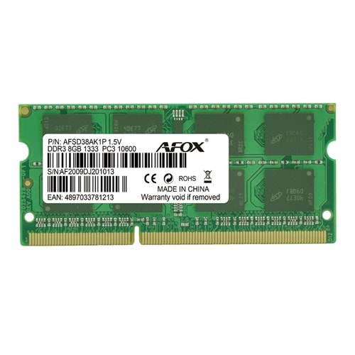Afox DDR3 8GB 1333Mhz Laptop RAM AFSD38AK1P
