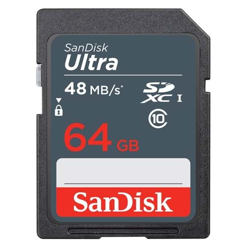 Sandisk 64GB Ultra SDXC 48MB Class 10 UHS I SD-MMC Hafıza Kartı SDSDUNB-064G-GN3IN